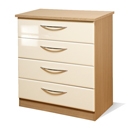 FurnitureToday Knightsbridge Cream Gloss and Oak 4 Drawer Chest
