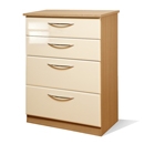 FurnitureToday Knightsbridge Cream Gloss and Oak 4 Drawer Deep