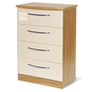 FurnitureToday Knightsbridge Cream Gloss and Oak 4 Drawer Midi