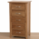 FurnitureToday Metro Dark solid oak 5 drawer wellington chest
