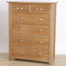 Metro solid oak 2 over 4 drawer chest of drawers