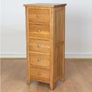 FurnitureToday Milano Solid Oak 5 drawer Narrow Chest