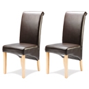 FurnitureToday Monaco Ascot Brown Faux Leather Chair Set of 2