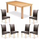 FurnitureToday Monaco Oak Brown Chair Dining Table Set