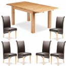 FurnitureToday Monaco Oak Brown Chair Extending Dining Table Set