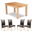 Monaco Oak Brown Chair Small Dining Table Set