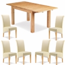 FurnitureToday Monaco Oak Cream Chair Extending Dining Table Set