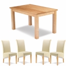 Monaco Oak Cream Chair Small Dining Table Set