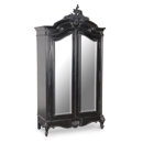 Moulin Noir Black 2 Door Mirrored Armoire