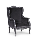 FurnitureToday Moulin Noir Black Velvet Wing Chair