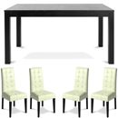 FurnitureToday Nero Rectangular Dining Set with White Back Pad