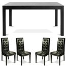 FurnitureToday Nero Rectangular Dining Table with Black Back