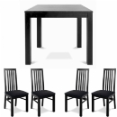 FurnitureToday Nero Square Dining Set with 4 Slat Back Chairs