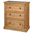 FurnitureToday New Corona mexican pine 3 drawer chest of drawers