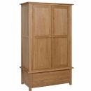 FurnitureToday New Devon Solid Oak 2 Door 1 Drawer Wardrobe