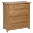 FurnitureToday New Devon Solid Oak 2 Over 3 Drawer Chest