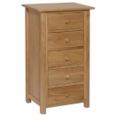 FurnitureToday New Devon Solid Oak 5 Drawer Wellington