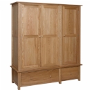 FurnitureToday New Devon Solid Oak Triple Wardrobe