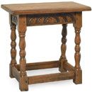 Oak Country Joined Stool With Carved Frieze