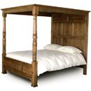 Oak Country Panelled Four Poster Bed