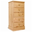 FurnitureToday One Range Pine 5 Drawer Slim Chest