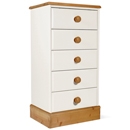 FurnitureToday One Range Pine Painted 5 Drawer Slim Chest