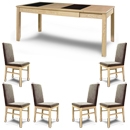 FurnitureToday Opus Solid Ash Extending Dining Set with Fabric