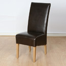 Oslo Brown Leather Dining chair with light feet