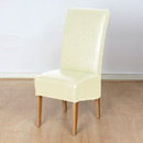 Oslo Cream Leather Dining chair with light feet