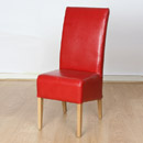 Oslo Red Leather Dining chair with light feet
