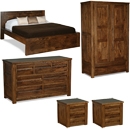 FurnitureToday Panama Dark Wood 5Ft Bedroom Set