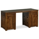 FurnitureToday Panama Dark Wood Double Pedestal Desk