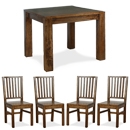 FurnitureToday Panama Dark Wood Square Dining Table Set
