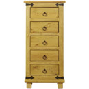 FurnitureToday Peru Pine 5 drawer slim chest