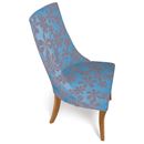 Primrose Grey flower on blue curved dining chairs