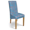 Primrose Grey flower on blue straight back chairs
