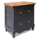 FurnitureToday Provence Black Painted 2 Drawer Aries Bedside
