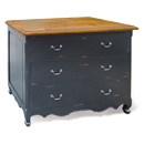 FurnitureToday Provence Black Painted 3 Drawer Wide Dresser