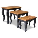 FurnitureToday Provence Black Painted Carved Nest of Tables