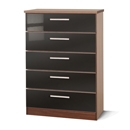 FurnitureToday Ritz Black 5 Drawer Chest