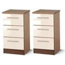 FurnitureToday Ritz Cream 3 Drawer Bedside Pair