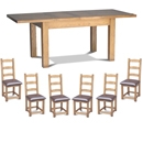 FurnitureToday Rustic Light Oak Extending Dining Set
