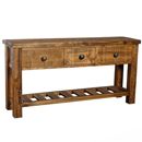 FurnitureToday Rustic Pine 3 drawer console table