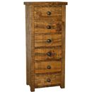 Rustic Pine 6 drawer high chest of drawers