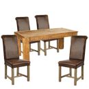 FurnitureToday Rustic Plank 4ft 4 Chair Dining Set
