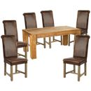 FurnitureToday Rustic Plank 5ft 6 Chair Dining Set