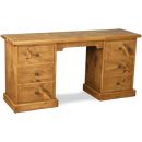 FurnitureToday Rustic Plank Double Pedestal Dressing Table