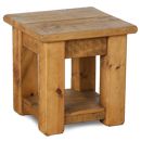 FurnitureToday Rustic Plank Lamp Table with Shelf