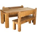 FurnitureToday Rustic Plank Pew Bench Dining Set