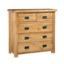 FurnitureToday Rustic Solid Oak 5 drawer Chest